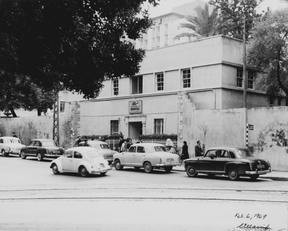 This photograph of five MercedesBenz Ponton taxis hangs on the wall of the